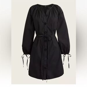 Black Button-Front Tie-Waist Dress